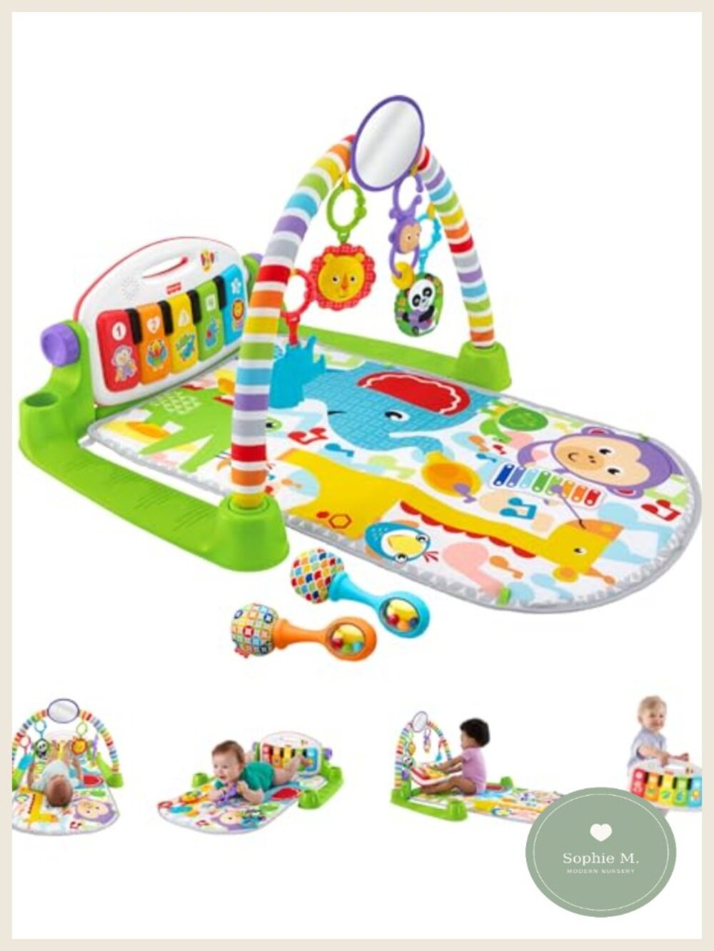 Deluxe Kick & Play Piano Gym & Maracas Newborn Gift Set 0+ Months